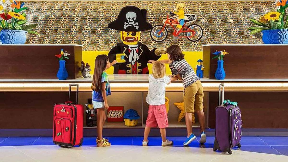 Kids checking in at LEGOLAND Hotel Lobby at LEGOLAND California - San Diego, California, USA